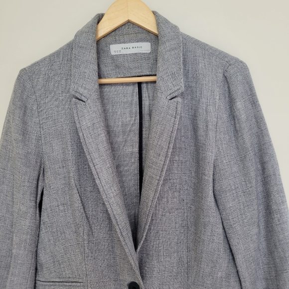 ZARA Basics Lightweight Blazer Jacket Grey XL fits sz L best - Picture 2 of 9